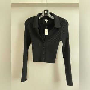 NWT Aerie Black Ribbed Cropped Sweater